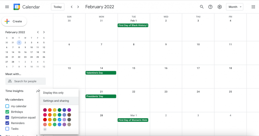 google calendar