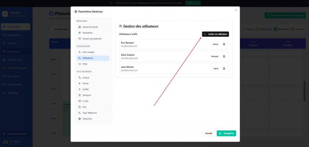 role management tourbiz
